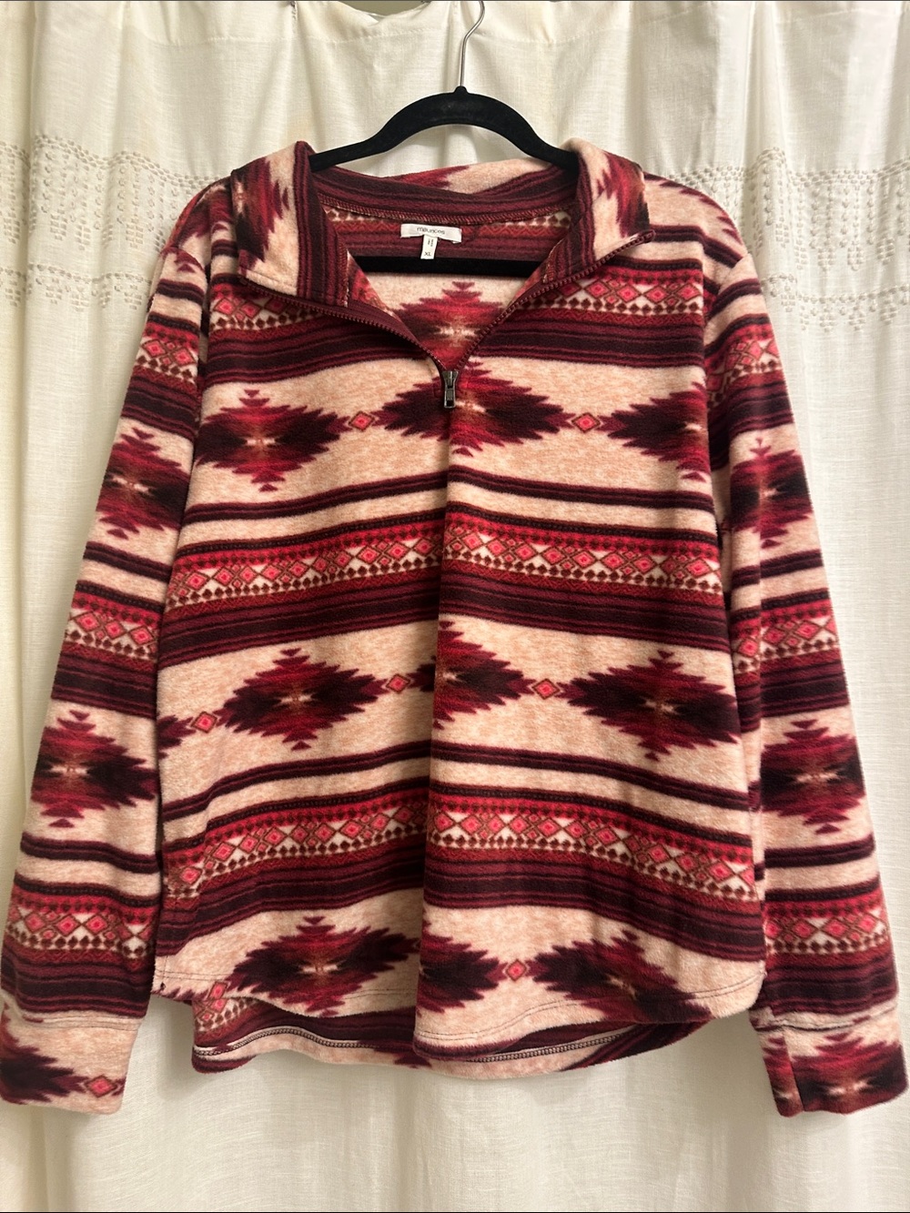 Maurices Aztec Half-Zip Pullover Sweater in Burgundy and Pink